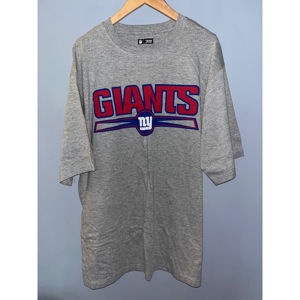 NFL Team Apparel New York Giants T Shirt Gray Graphic Mens Size LT
